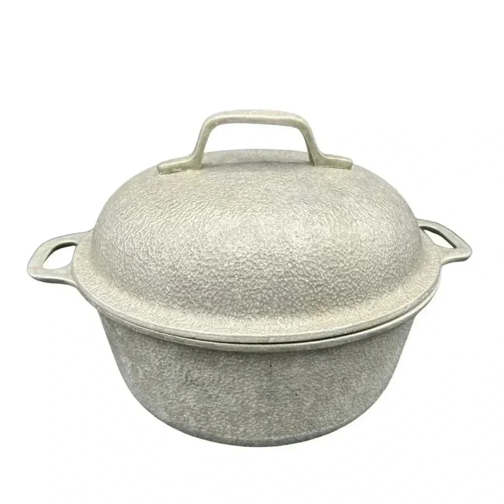 Vintage 1950s Century Silver Seal Hammered Aluminum Dutch Oven Roaster MCM